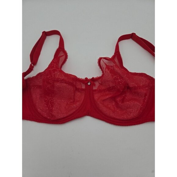 Wacoal Bra 36DD Red Gold Underwire Lace Medallion Bow EUC Underwire Supportive - Picture 3 of 9